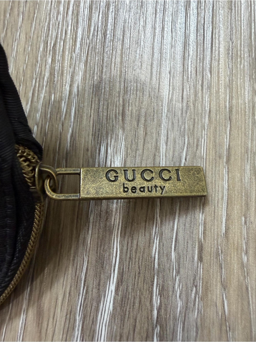Gucci Black Cosmetic Pouch with Gold Logo Plate - Picture 3 of 9